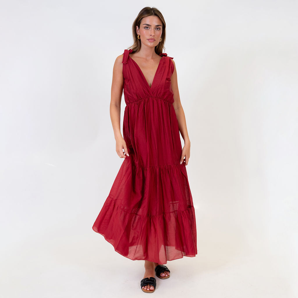 Tie Shoulder Maxi Dress