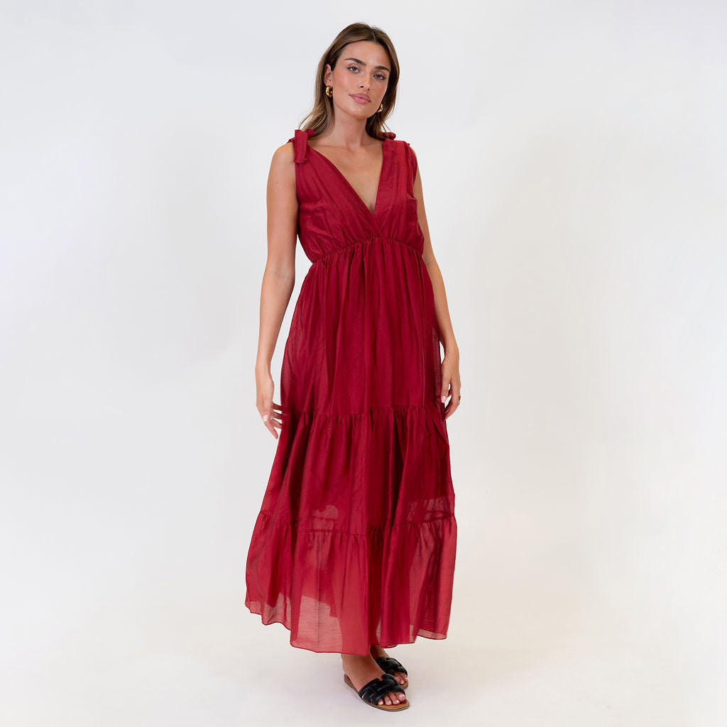 Tie Shoulder Maxi Dress