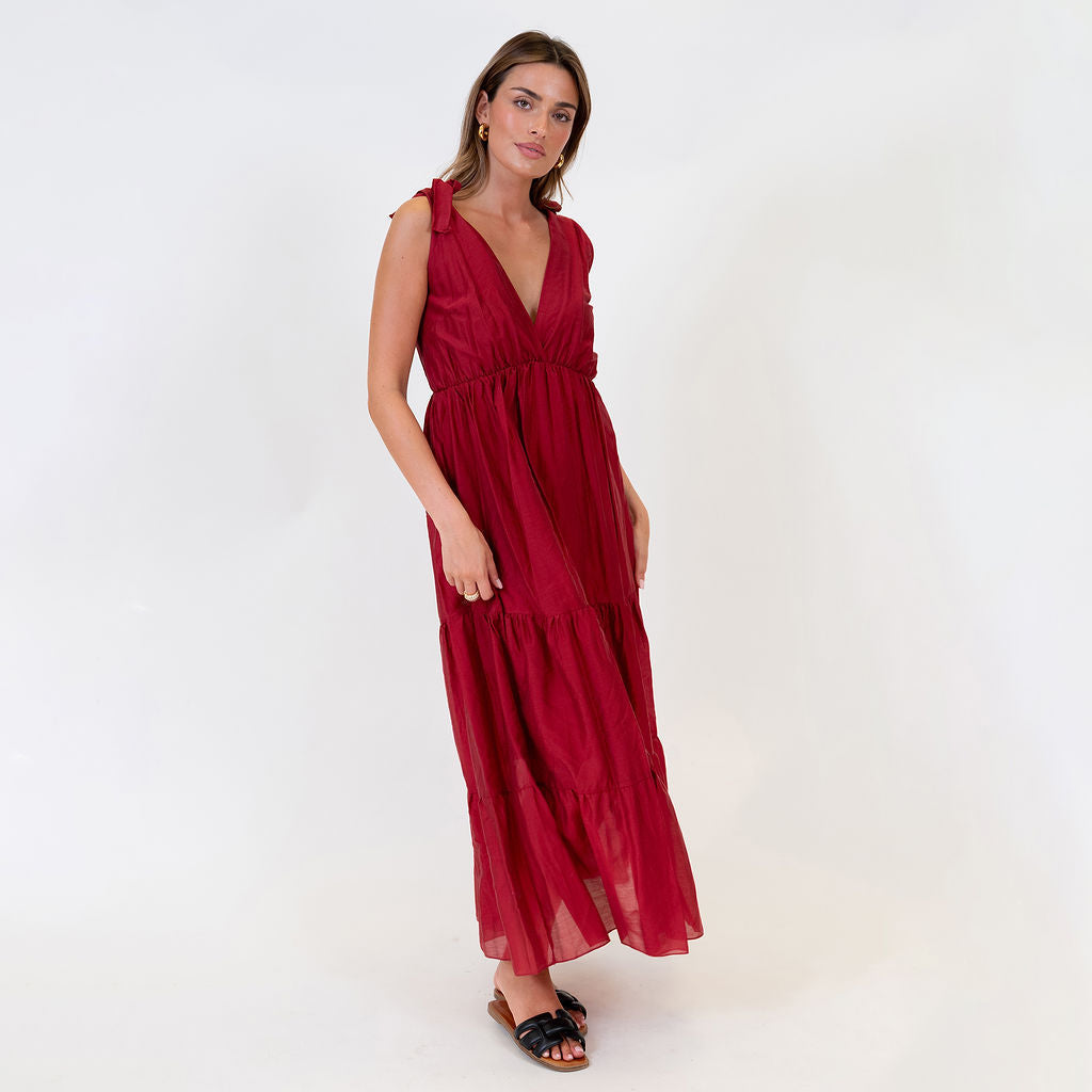 Tie Shoulder Maxi Dress