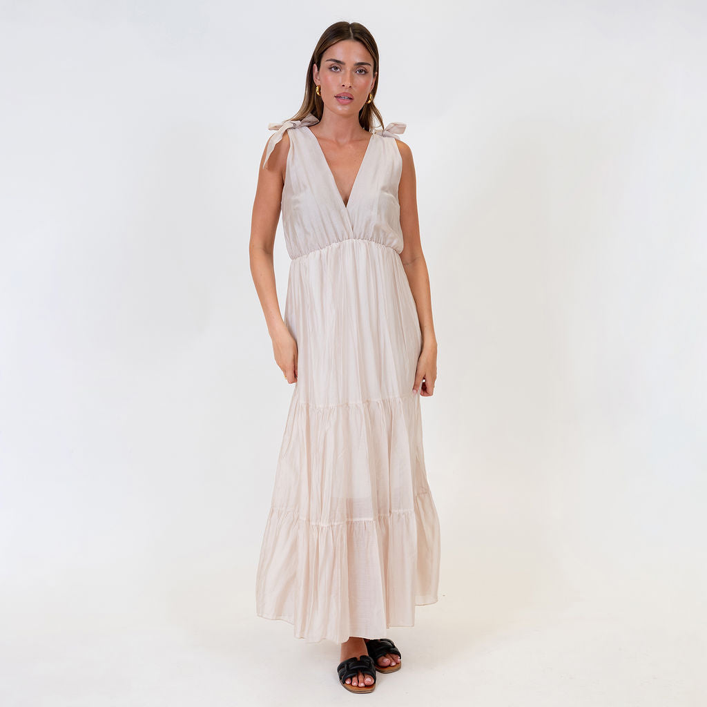 Tie Shoulder Maxi Dress