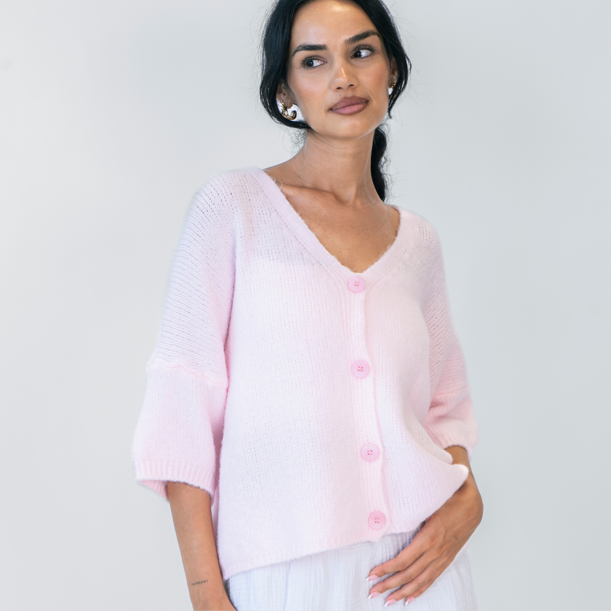 Oversized cardigan with 3/4 sleeves