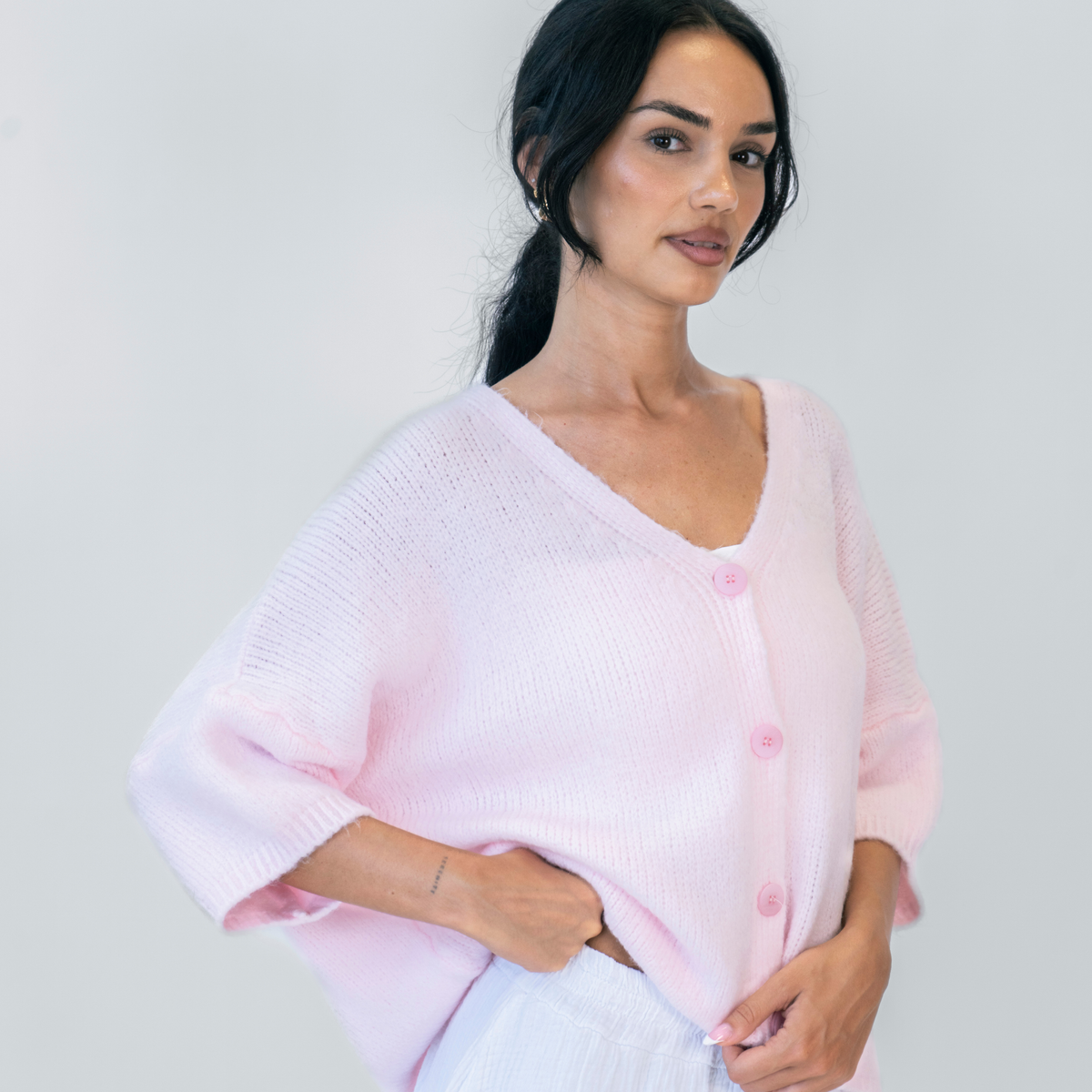 Oversized cardigan with 3/4 sleeves