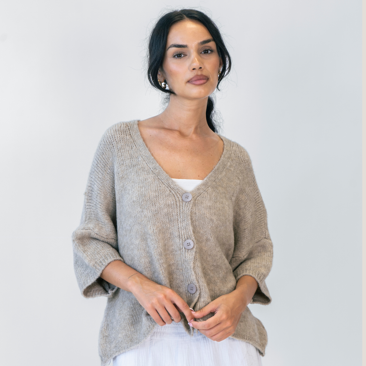 Oversized cardigan with 3/4 sleeves