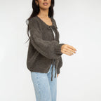 Bouclé Oversized Cardigan with Bows