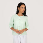 Short-sleeve knitted cardigan