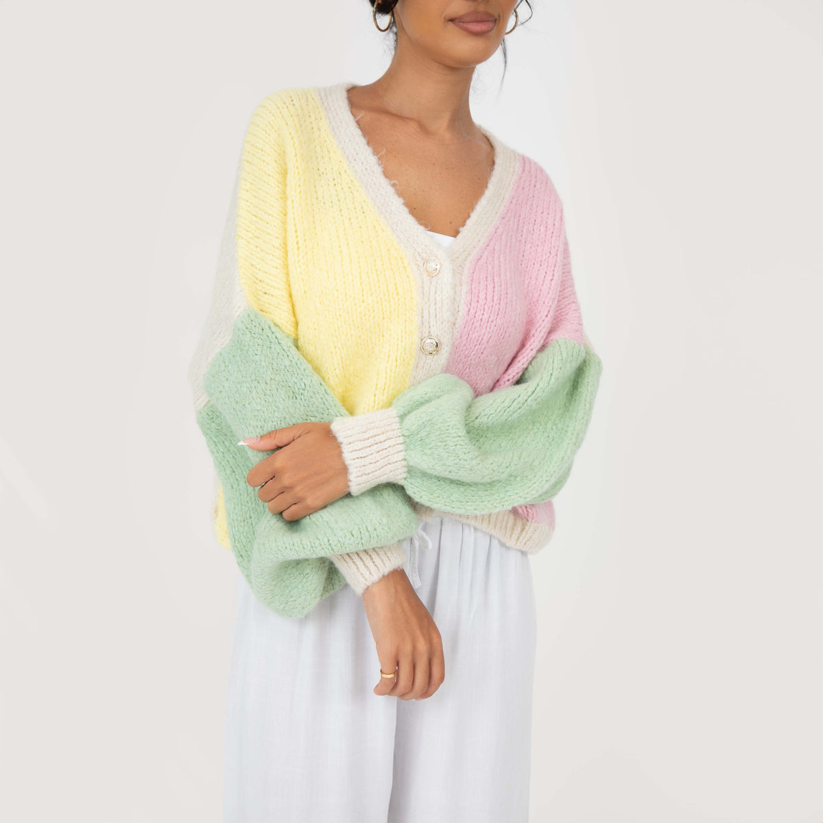Pastel Velvet Oversized Cardigan