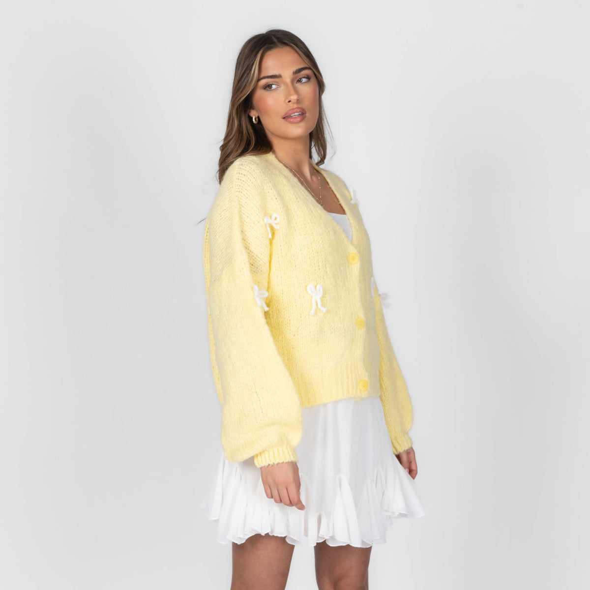 Oversize Mini Bow Cardigan