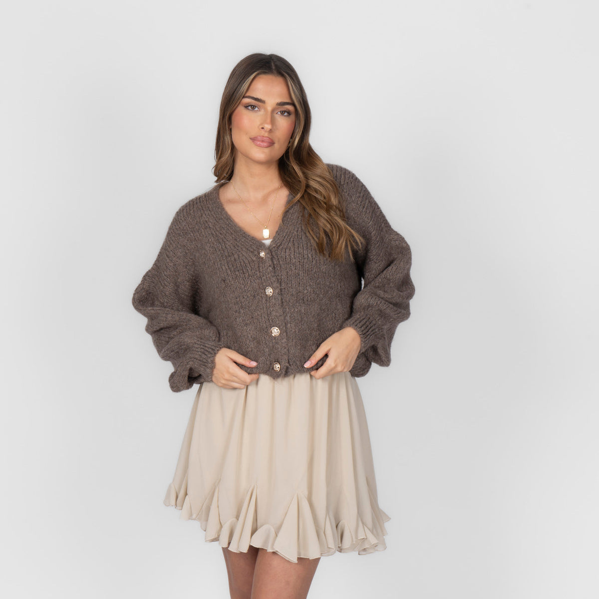 CozyGlam Oversize V-Cardigan Short