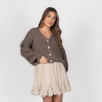 CozyGlam Oversize V-Cardigan Short