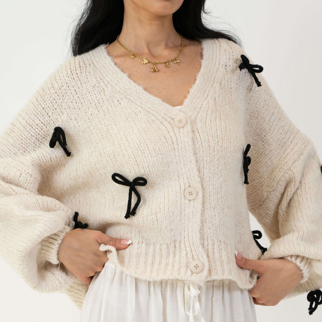 Oversize Mini Bow Cardigan