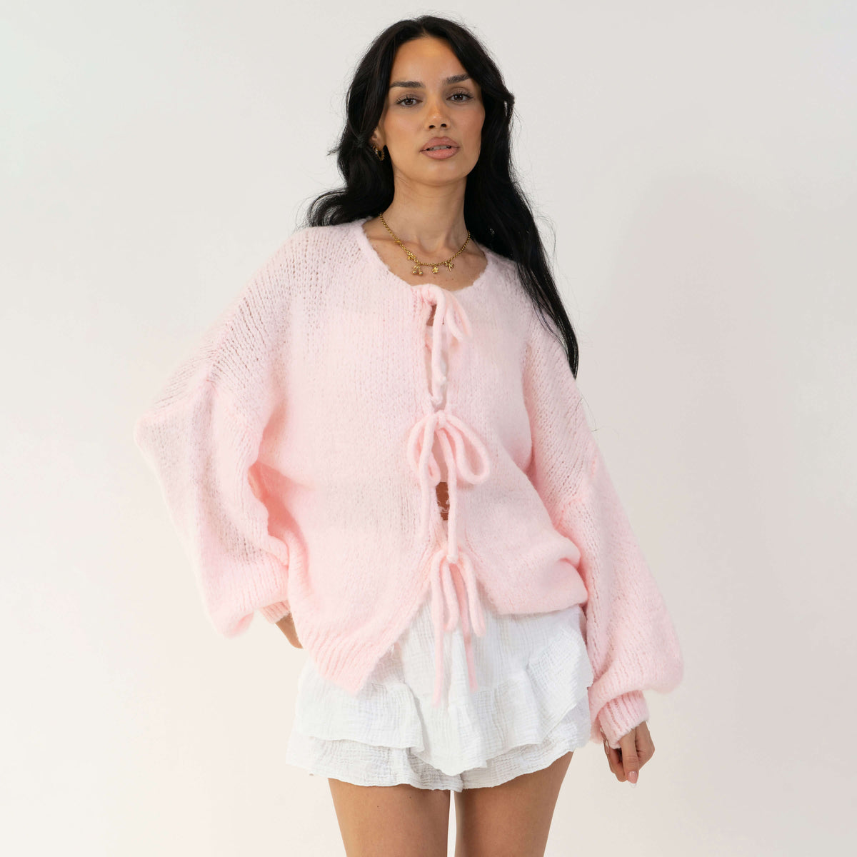 Oversized Cardigan with Bows