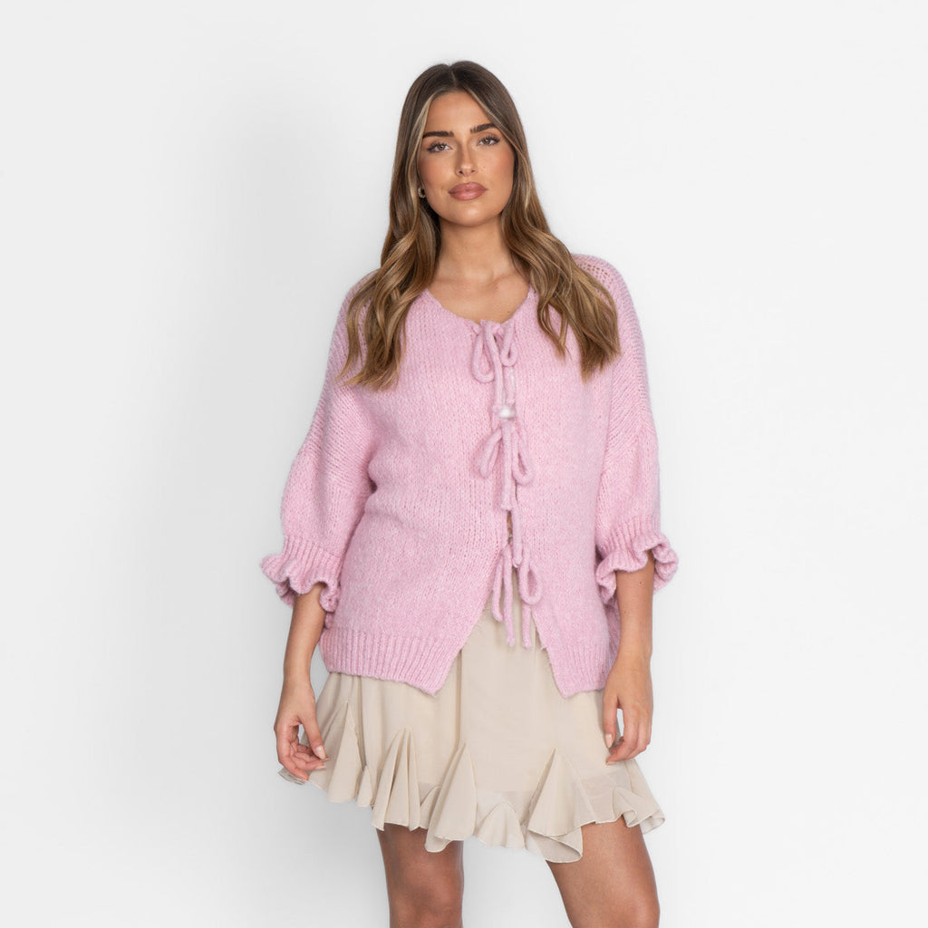 Oversized Tulip Cardigan with Bows