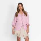 Oversized Tulip Cardigan with Bows