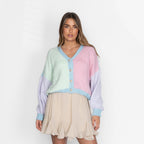 Pastel Velvet Oversized Cardigan