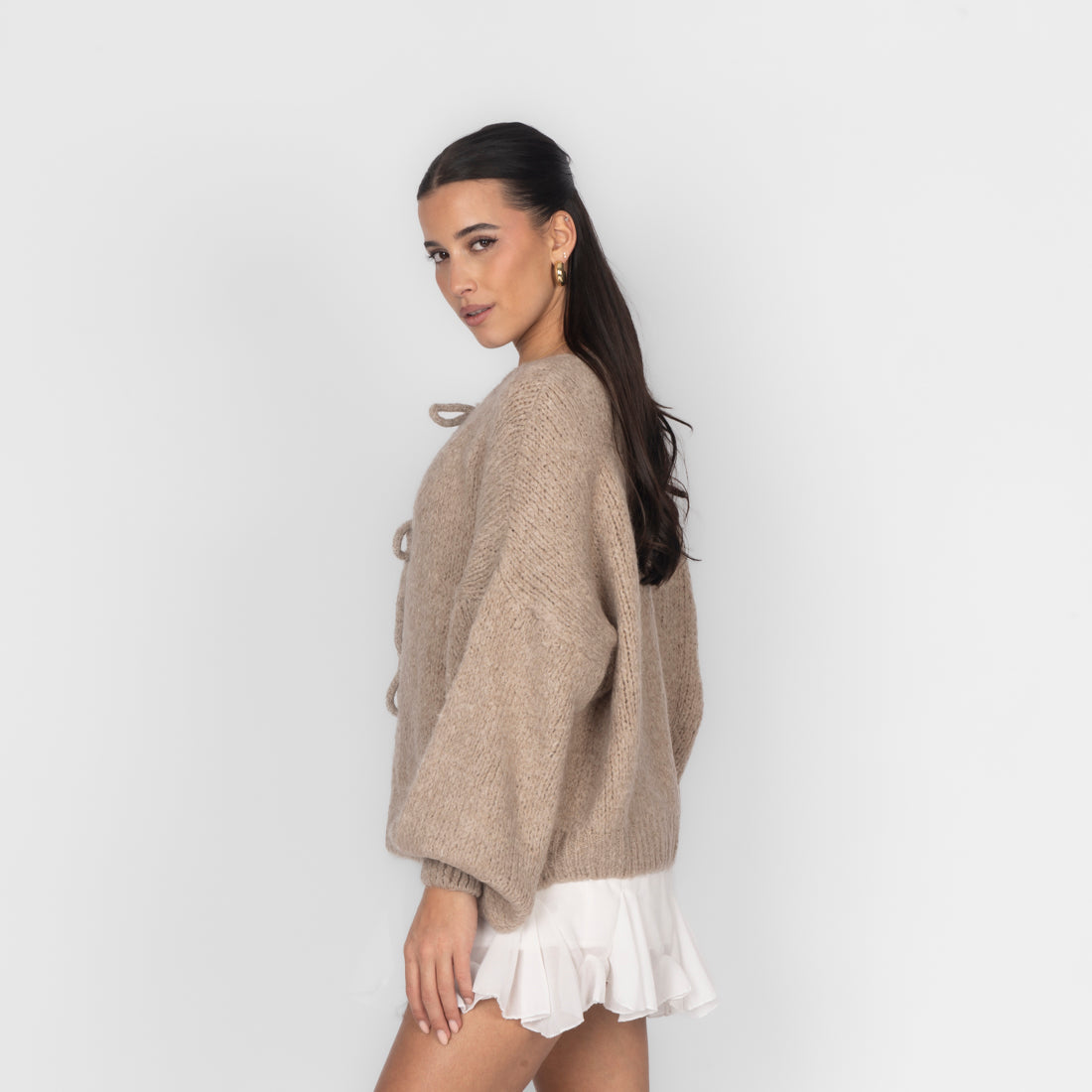 Oversized Cardigan with Bows