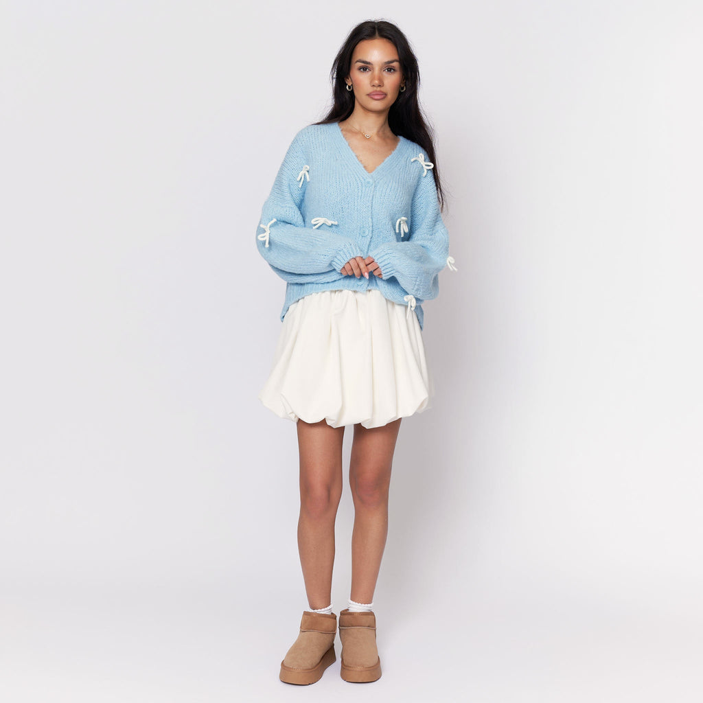 Oversize Mini Bow Cardigan