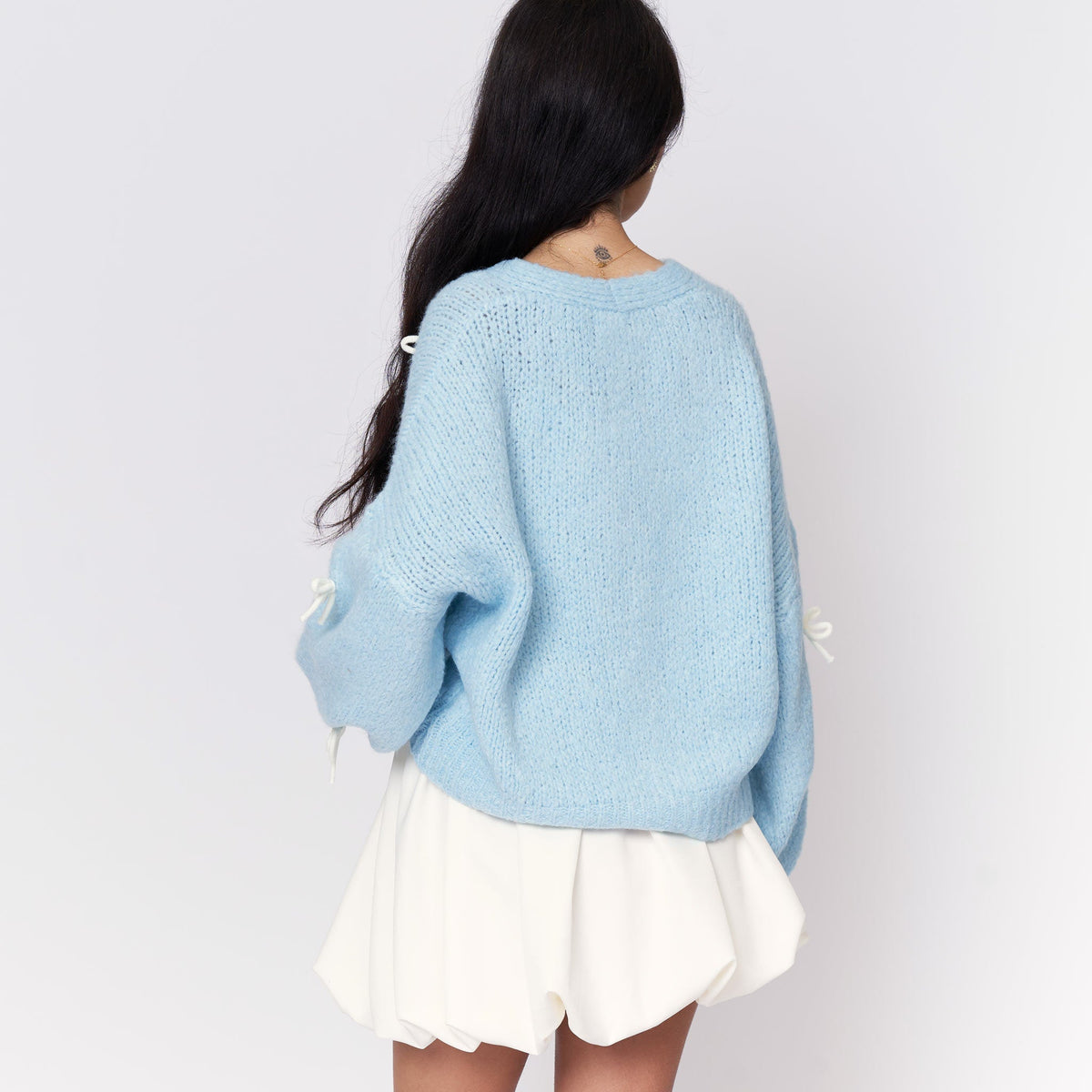 Oversize Mini Bow Cardigan
