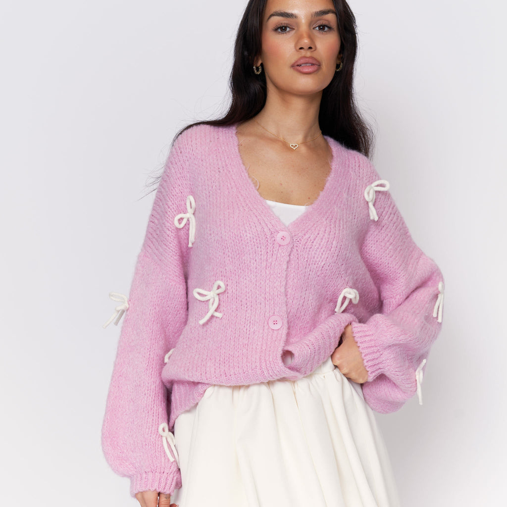 Oversize Mini Bow Cardigan