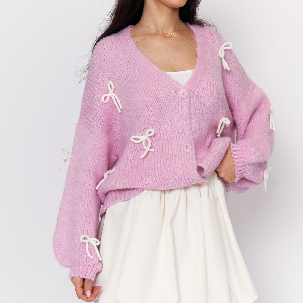 Oversize Mini Bow Cardigan
