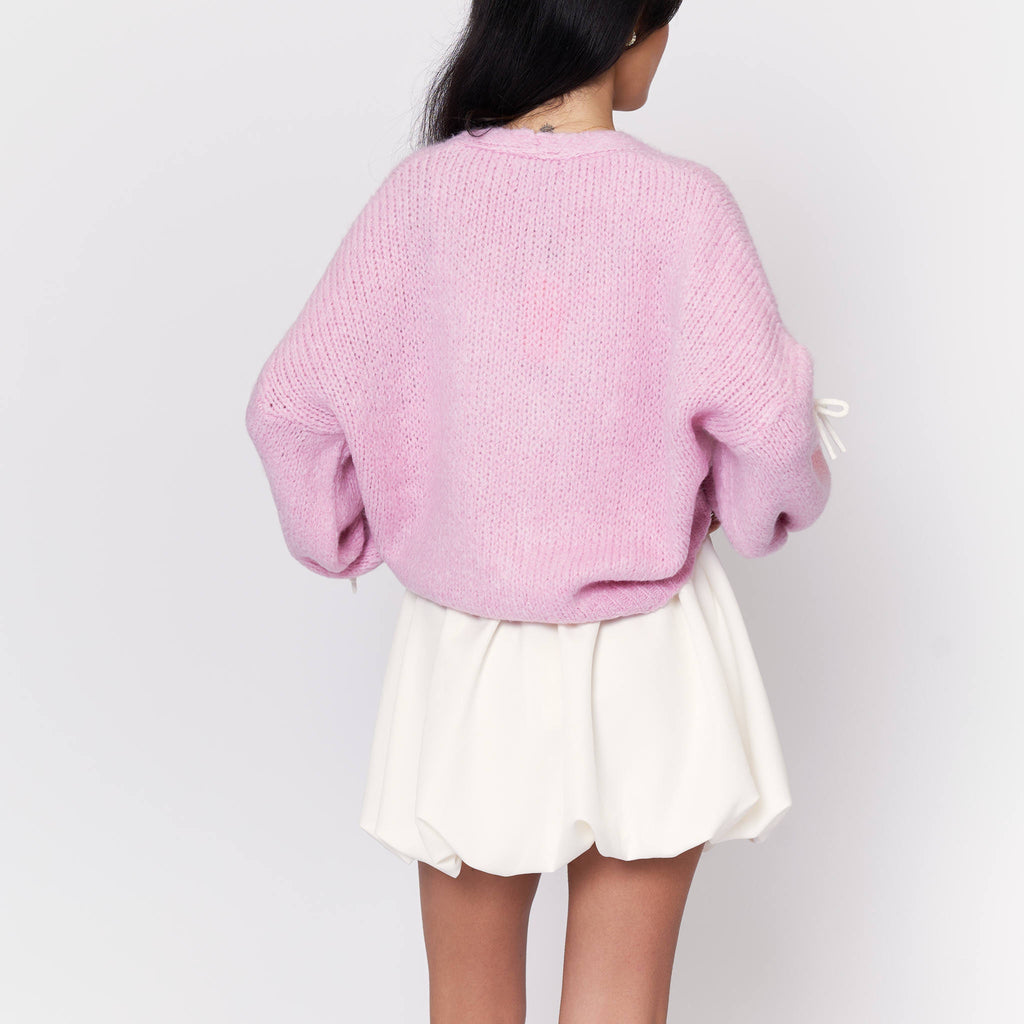 Oversize Mini Bow Cardigan