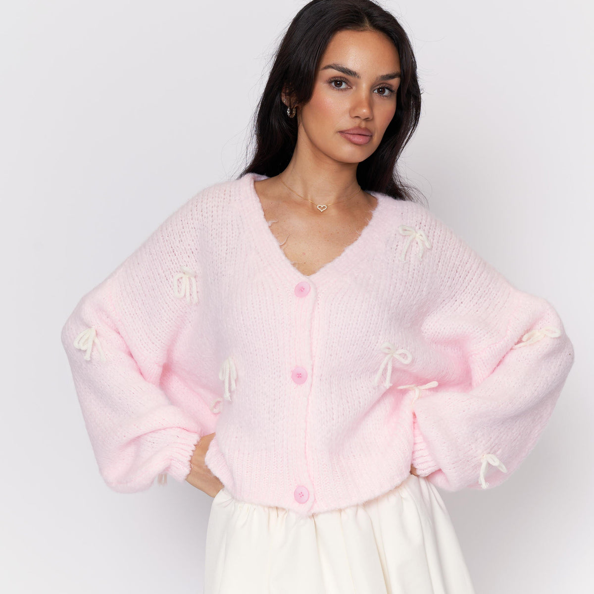 Oversize Mini Bow Cardigan