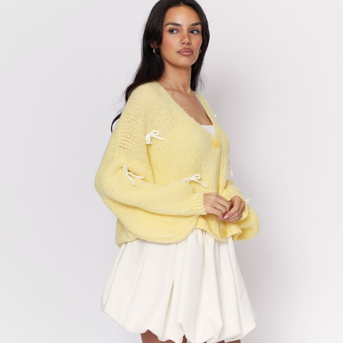 Oversize Mini Bow Cardigan