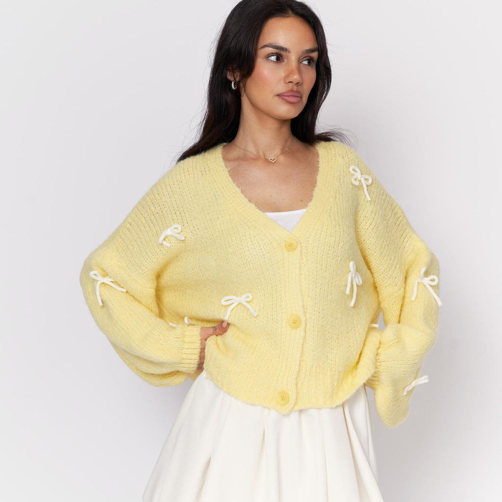 Oversize Mini Bow Cardigan