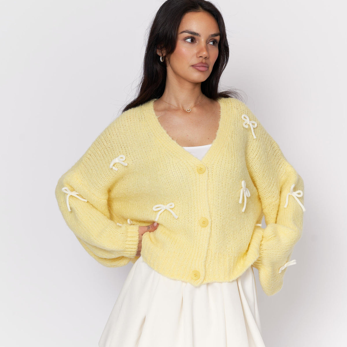 Oversize Mini Bow Cardigan
