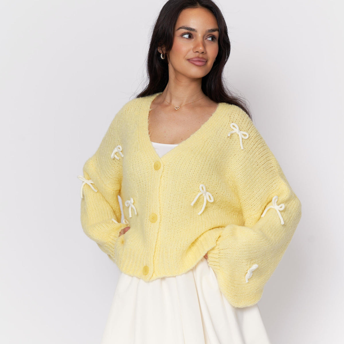 Oversize Mini Bow Cardigan