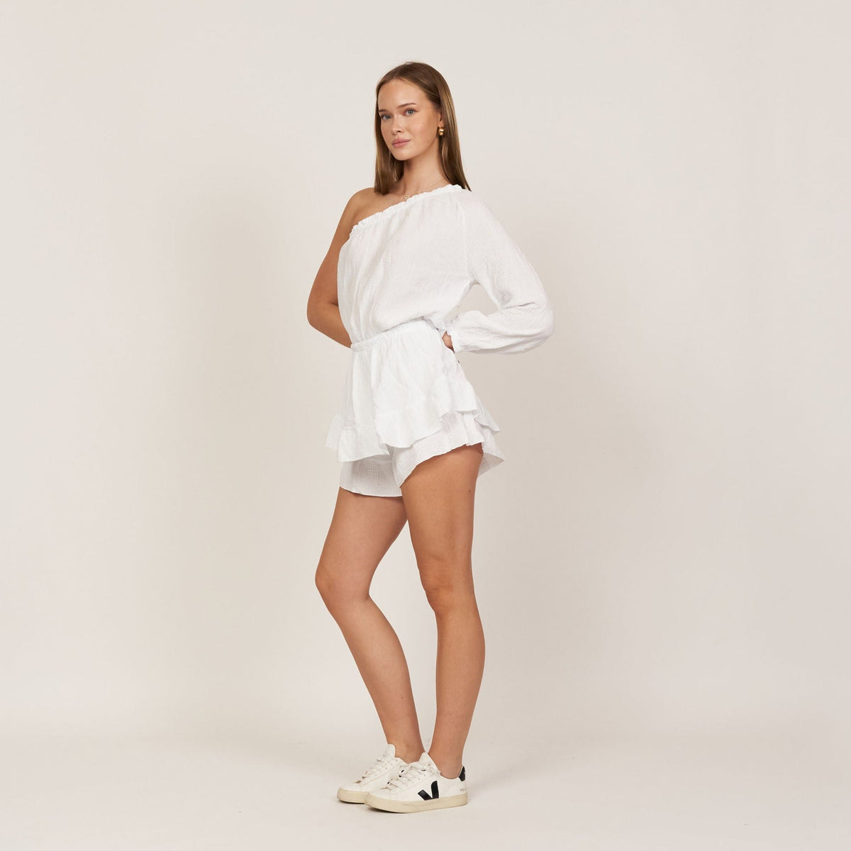 One Shoulder Muslin Jumpsuit