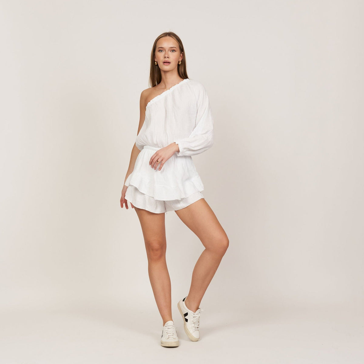 One Shoulder Muslin Jumpsuit
